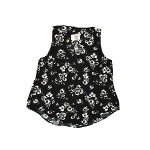 Torrid Black Floral V-Neck Tank Top Plus Size 0 (L) Rayon Blouse Black NEW